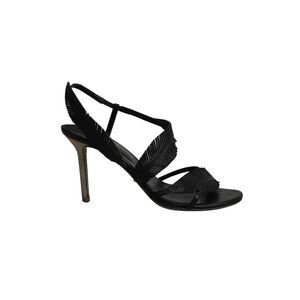 Sergio Rossi Leaf Strap Sandals in Black Leather